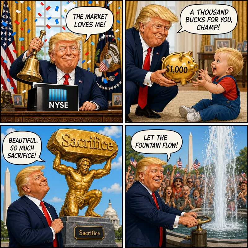 Satirical editorial cartoon