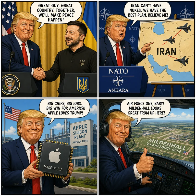 Satirical editorial cartoon
