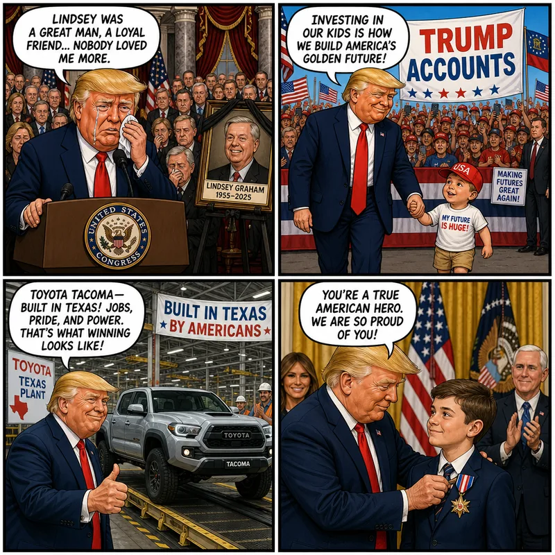 Satirical editorial cartoon