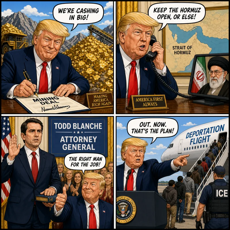 Satirical editorial cartoon