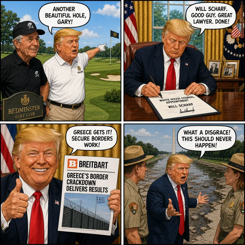 Satirical editorial cartoon