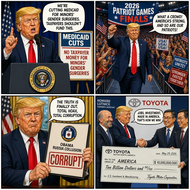 Satirical editorial cartoon
