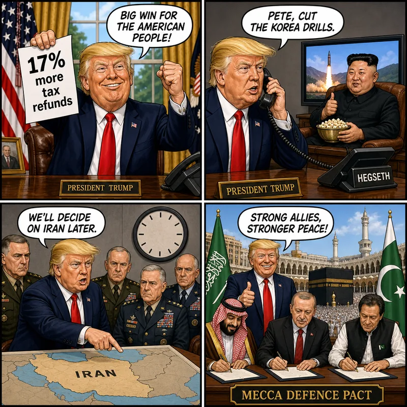 Satirical editorial cartoon