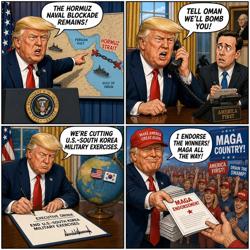 Satirical editorial cartoon