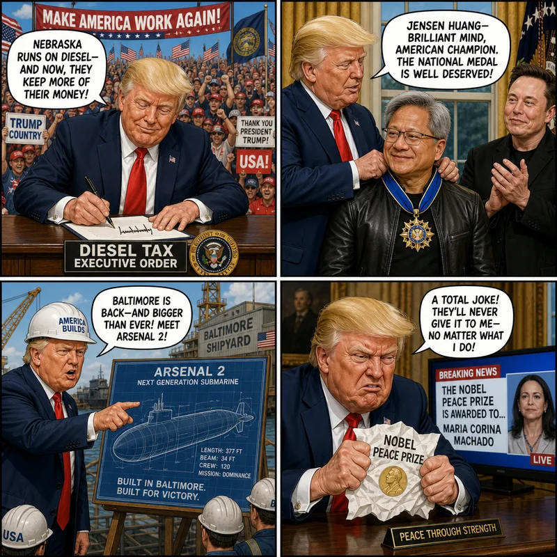Satirical editorial cartoon